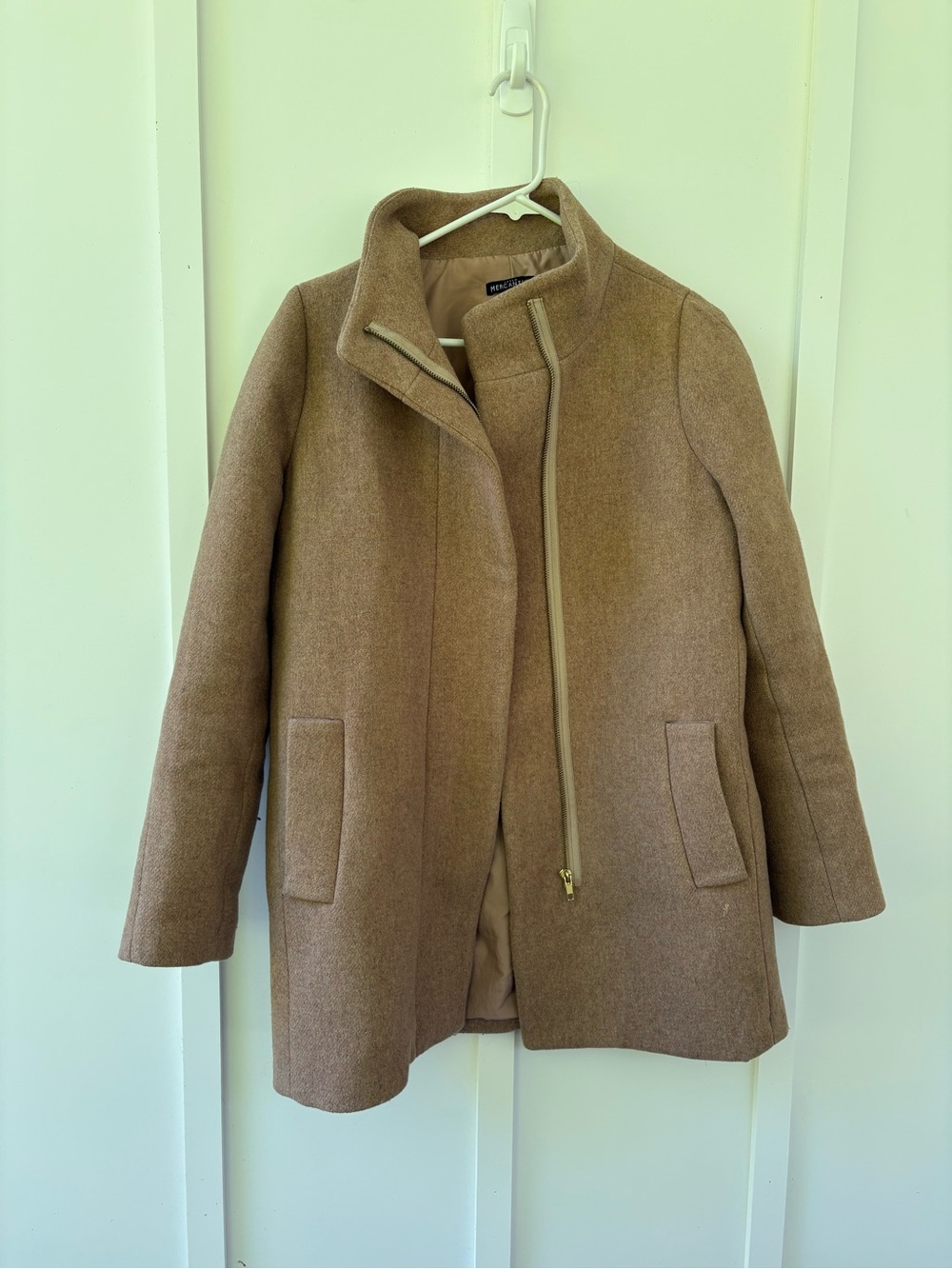 J. Crew Women's Camel Wool Peacoat with Asymmetric Zip